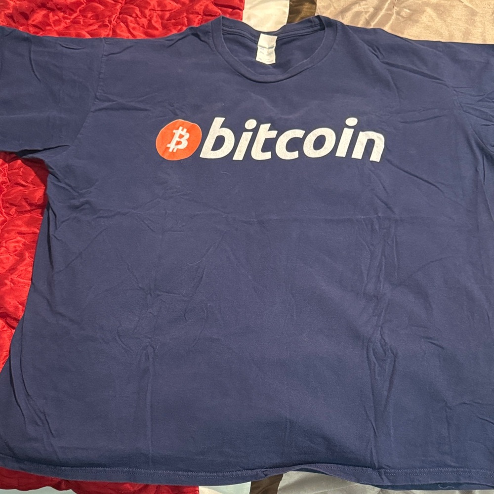 Port and Company Blue Bitcoin Short Sleeve Tee